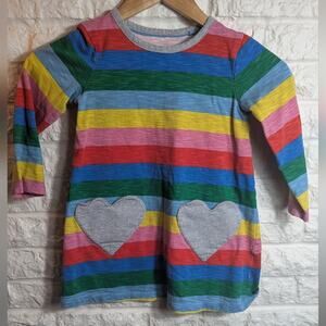 Mini Boden Rainbow Heart Pocket Tunic GIrls 4-5
